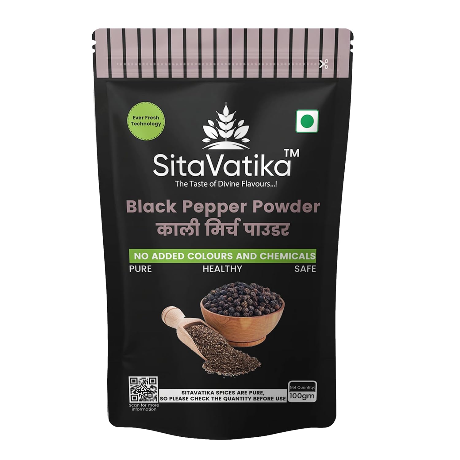 Sitavatika Premium Black Pepper Powder 100gm No Added Colours and Chemicals Bold Flavor Perfect for Grinders Artificial Colors and Preservatives Free kali Mirch Powder