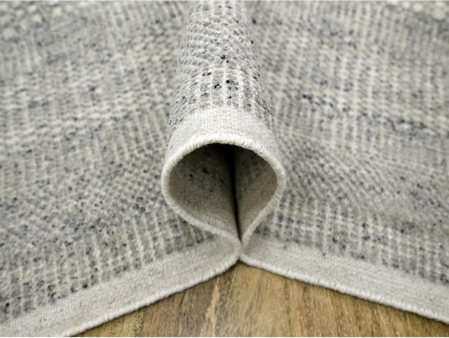 Hand Knotted Wool Oriental Rug, Gray, Distressed Grass Design with Exposed Warps, 6x9