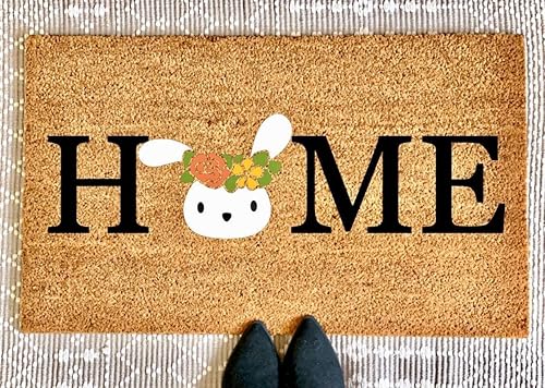 Tapete de bienvenida de conejo para el hogar, tapete de Pascua, decoración de porche de Pascua, decoración de porche de primavera, tapete de