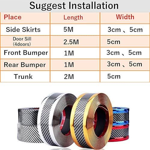 Miniatura 9 de Protector universal de fibra de carbono para puerta de automóvil, adhesivo flexible y autoadhesivo para umbral de puerta de auto, SUV, camión,