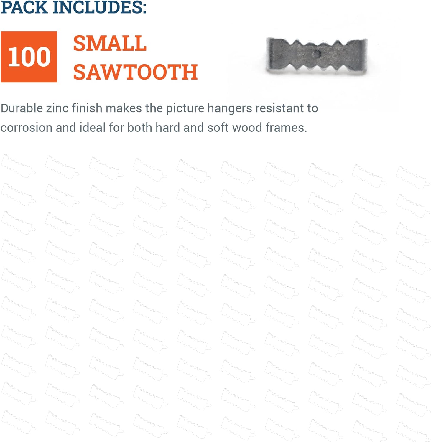 PHS Small Sawtooth Picture Hangers No Nail - 100 Pack, Supports 7 lbs - Picture Hanging Sawtooth Hangers - Frame Hooks for Drywall - Easy to Install Frame Hanging Hardware - Silver