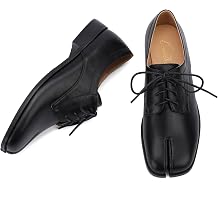 Women Neutral Oxford Shoes Lace-up Handmade Derby Faux Leather Flats Solid Ladies Shoes with Tabi Split Toe