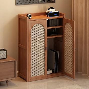 Rattan WiFi Router Storage Cabinet WiFi Box Hider, Floor Standing Router Storage Box Hider Modem with Adjustable Shelves, for Office and Home98cm/38.6in