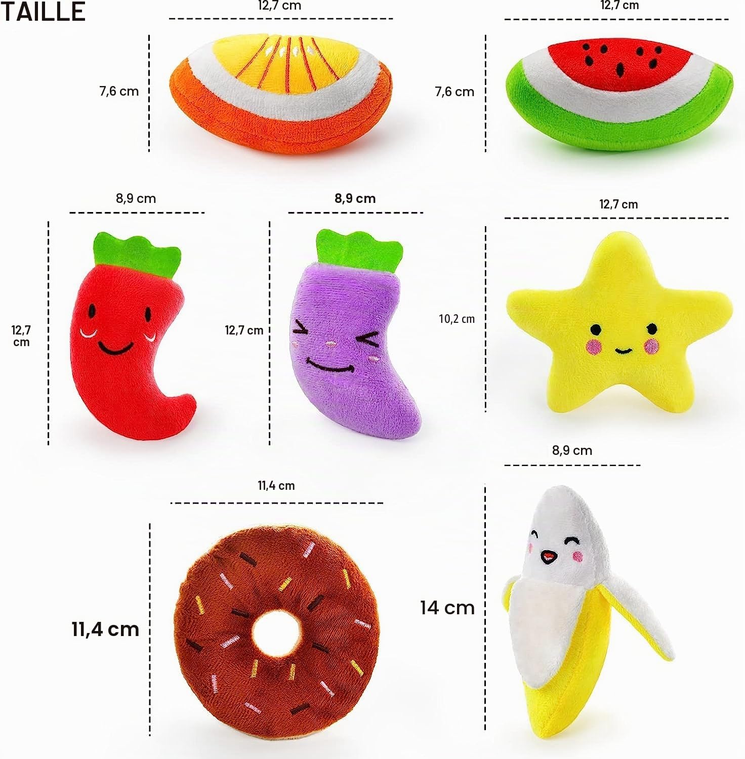 Legend Sandy Lot de 14 Jouets couineurs en Peluche Mignons pour Chiens, Fruits, collations et légumes