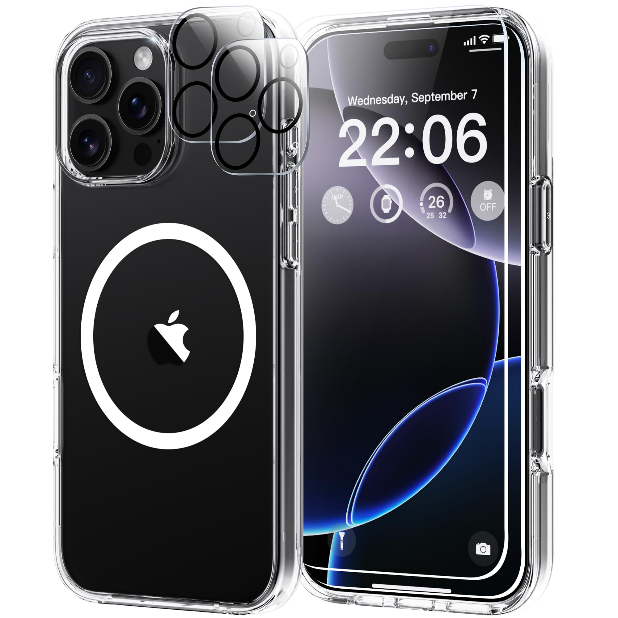 Diverbox for iPhone 16 Pro Max Case Clear [Compatible with MagSafe] [with Screen Protector + Camera Lens Protection ] Shockproof Phone case for iPhone 16 pro Max (Clear Magnetic)