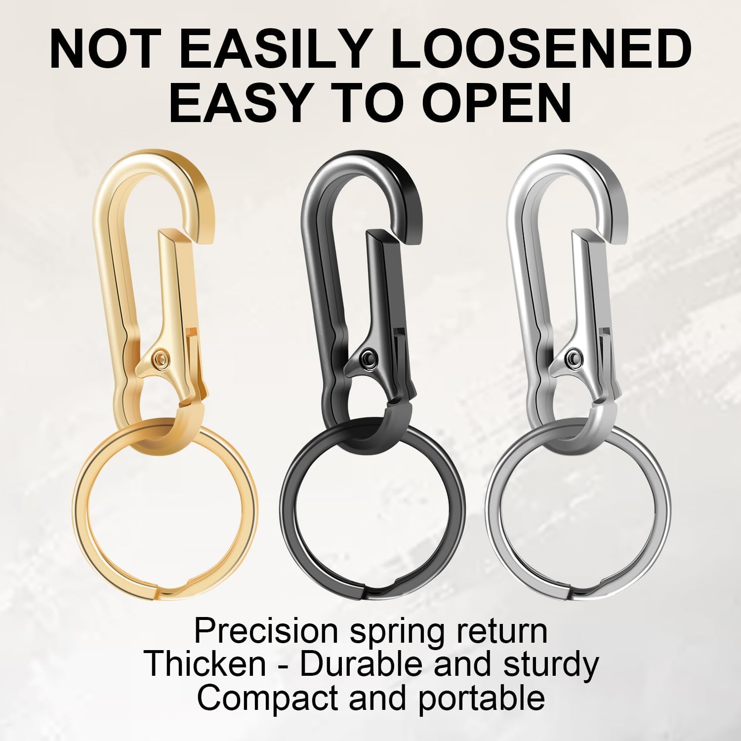 2pcs Metal Keychain Rings, Sturdy Key Chain Ring Carabiner Clip, Key Holder Organizer for Purse Charms Hook, Paracord Keychain Lanyard, Men and Women Home Car Keyrings (Black)