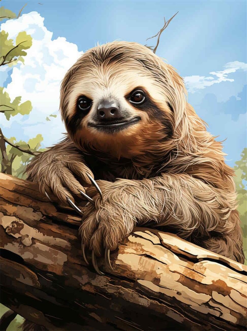 AxiangziK DIY Stamped Cross Stitch Kits Cartoon Sloth 11CT 50x70cm