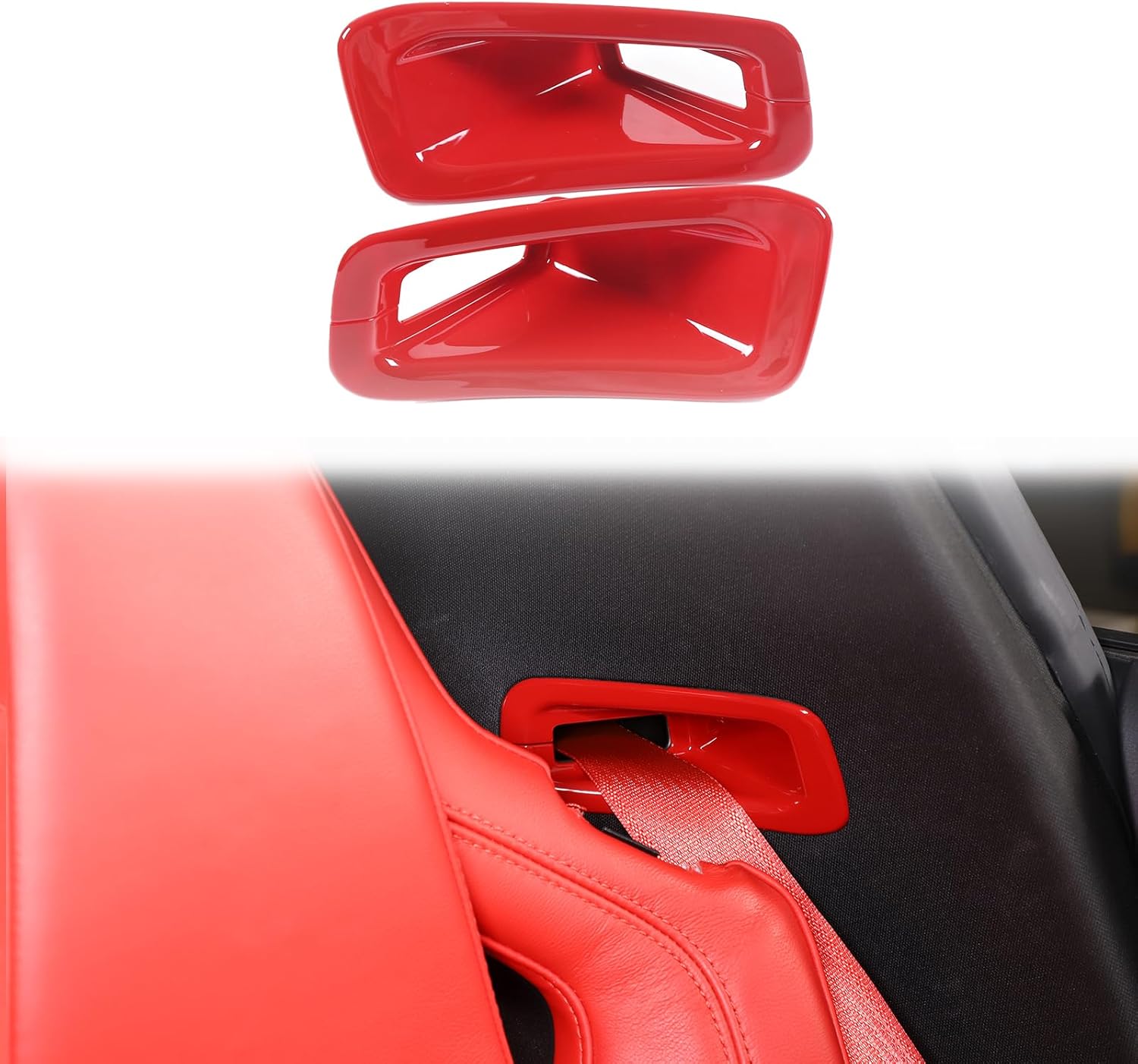 Daeiclru Car Seat Safety Belt Cover Trim Compatible with Chevrolet Corvette C8 2020-2023, ABS Seat Belts Brackets Molding Decorative Cover Trim, Interior Accessories 2PCS (Blue)