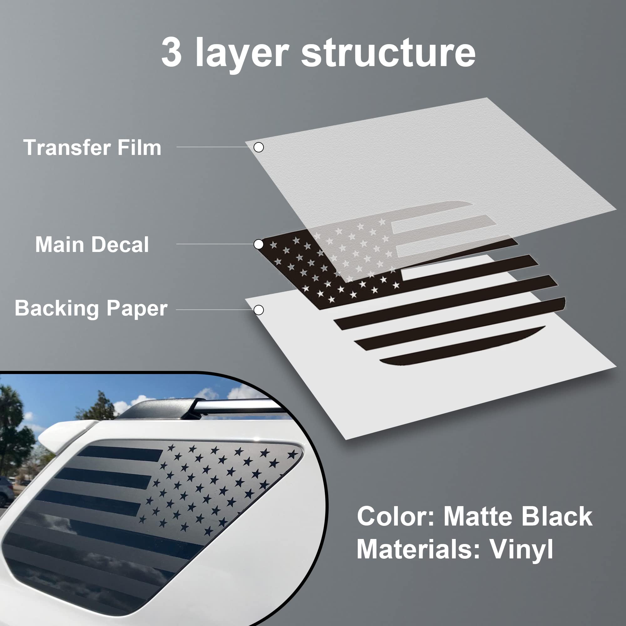American Flag Rear Window Decal For 4-Runner 2010-2023 - Precut PVC Sticker, Weatherproof Vinyl | Easy Peel & Stick Patriotic Car Accessory
