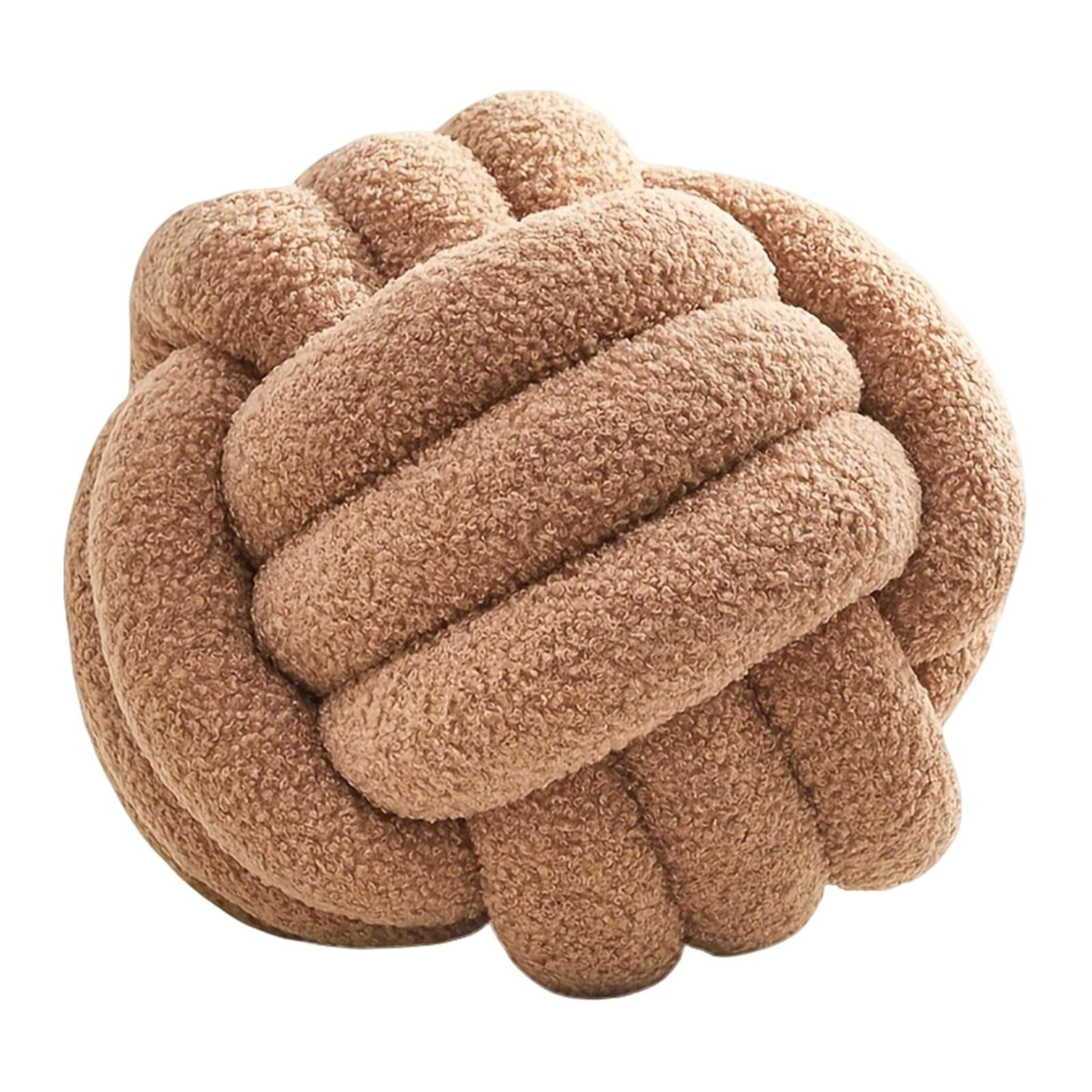 Knot Pillow Ball Decor Handmade Knotted Cushion for Nursery Couch Bed Brown-image-17