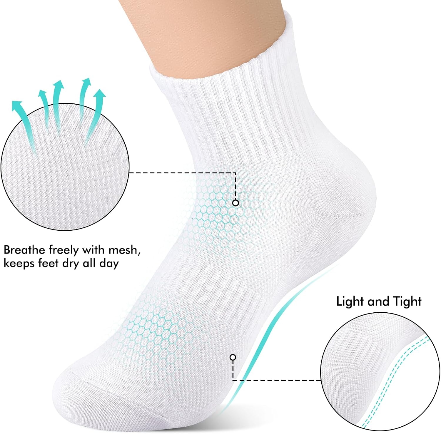 Ipletix 6 Pairs Ankle Socks for Women, Cotton Breathable Soft Casual Athletic Socks - Image 4