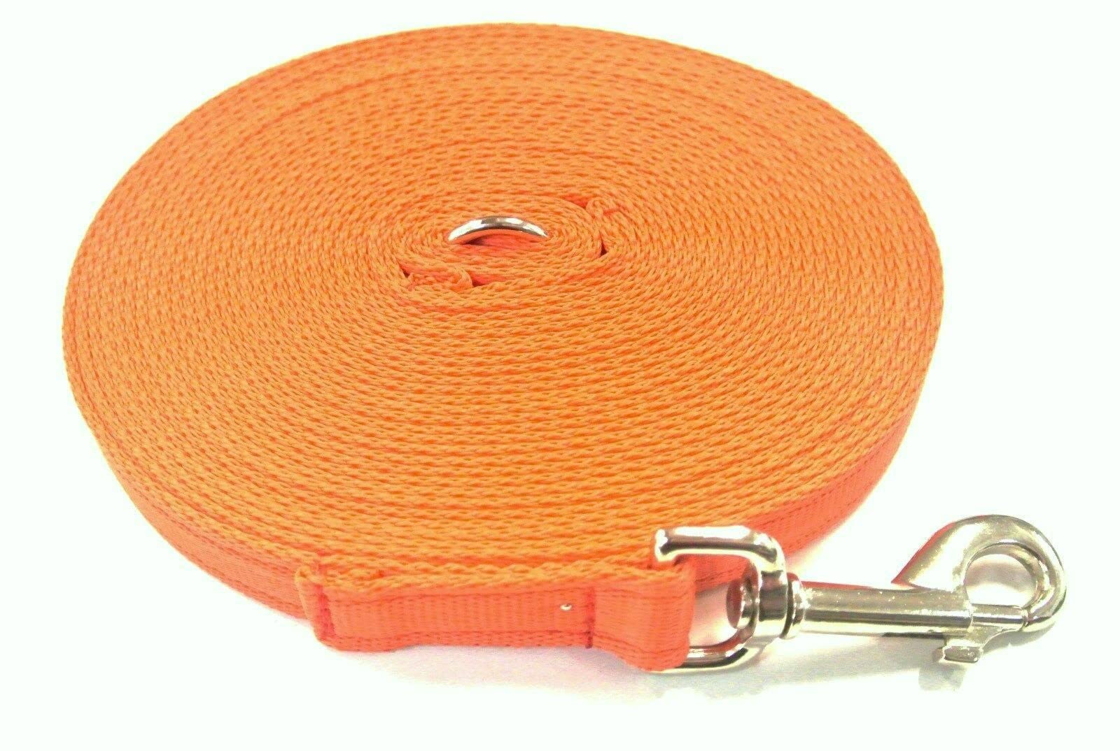 5ft Dog Training Lead 1.5 Metre Leash Horse Lunge Line Tracking Recall Obedience In Cushion Webbing (Orange, 20mm)