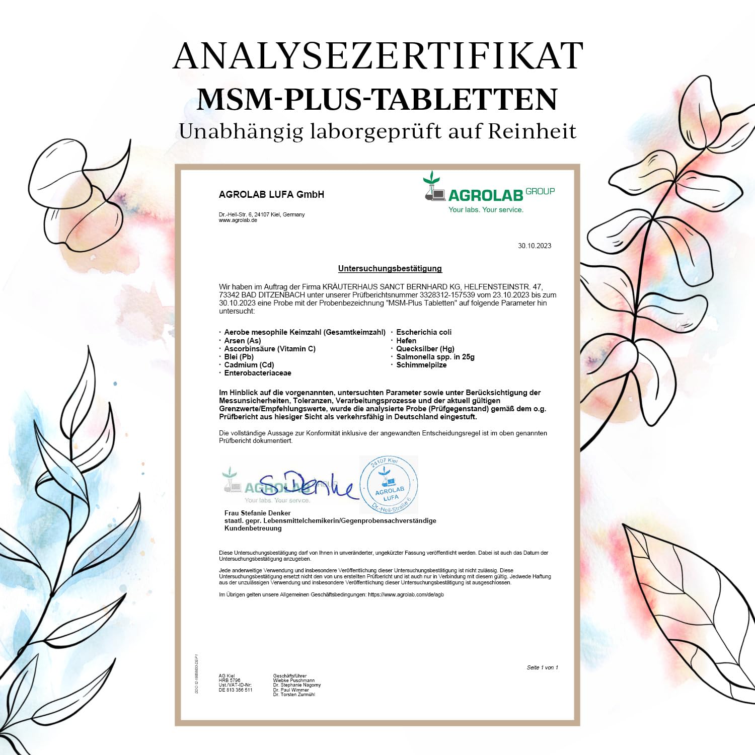 Herbaland® MSM Kapseln hochdosiert | 2000 mg MSM Pulver & 60 mg Vitamin C pro Tag | 500 vegane Schwefel Kapseln für 8 Monate | Methylsulfonylmethan | Laborgeprüfte Qualität | Made in Germany