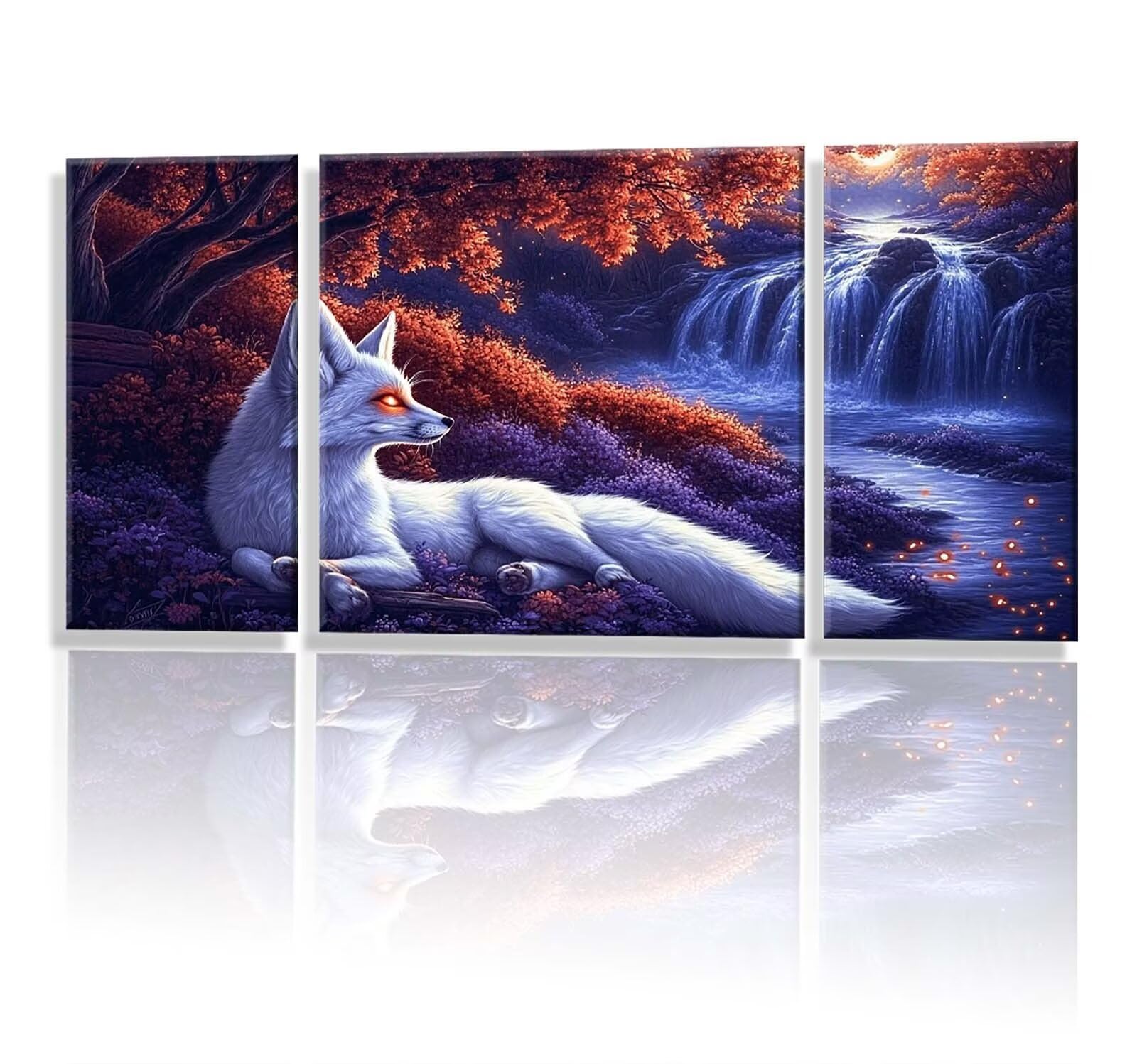 3 Pezzi Dipingere con i Numeri adulti, Paint by Numbers Autunno Volpe, Kit Lavoretti Creativi, Kit di Pittura Acrilica Fai-da-Te, con 3- Pennello, Decorazioni Casa 70x140cm (Senza Cornice) y1s-701