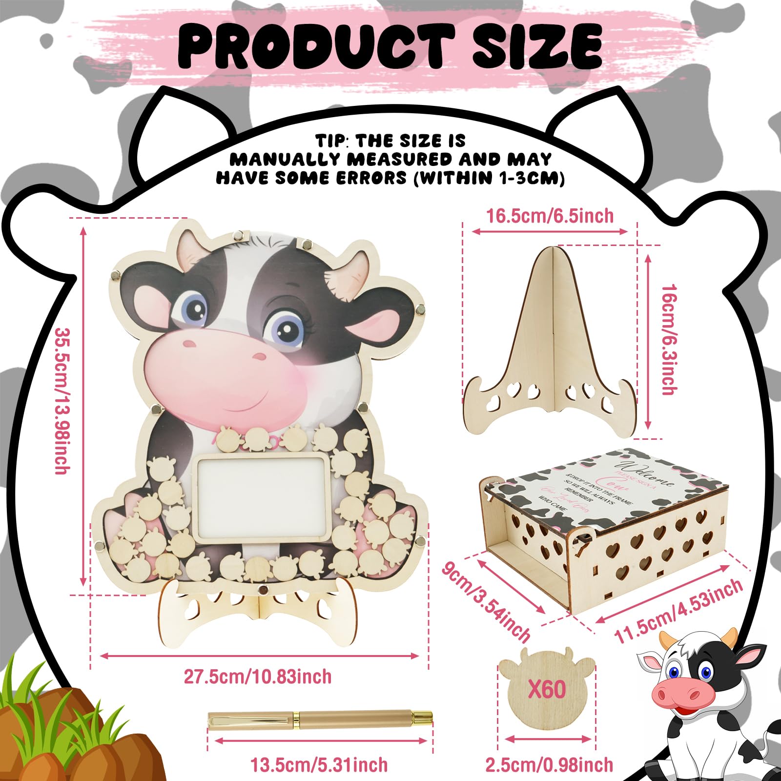 Księga gości na baby shower zestaw alternatywnych książek gości na baby shower z ramką na zdjęcia drewniane dekoracje baby shower baby shower znak książka na urodziny