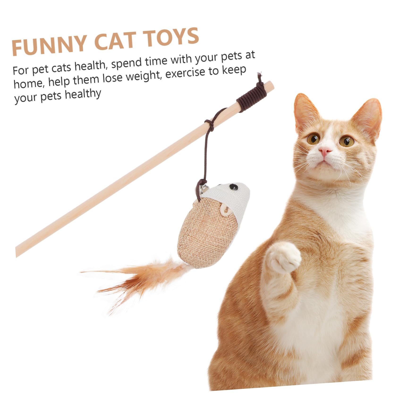 ibasenice Jouet Chat Interactif Forme De Chaton avec Clochette Bâtonnet Amusant Portable pour Chat