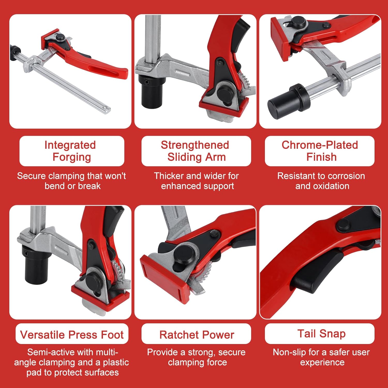 2 Pack Ratcheting Table Clamp, MFT Table Workbench Quick Ratchet Bench Dog Clamp with 3/4" Bench Dogs Aluminum Alloy Non-Slip Pads(2pcs) for Woodworking & DIY Projects