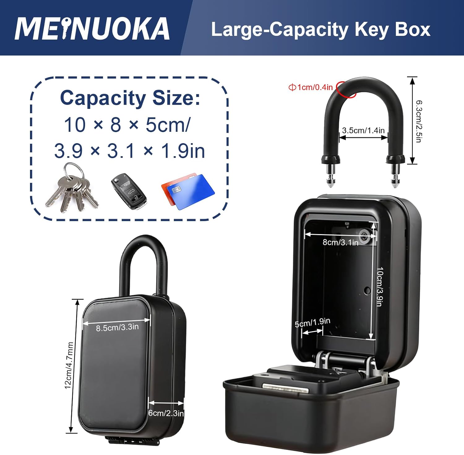 Key Lock Box Outdoor,Waterproof Lock Box with Code,Partable Combination Safe Key Storage Box for Airbnb,Home,Realtor,Emergency,Garage,Office,School,Grey