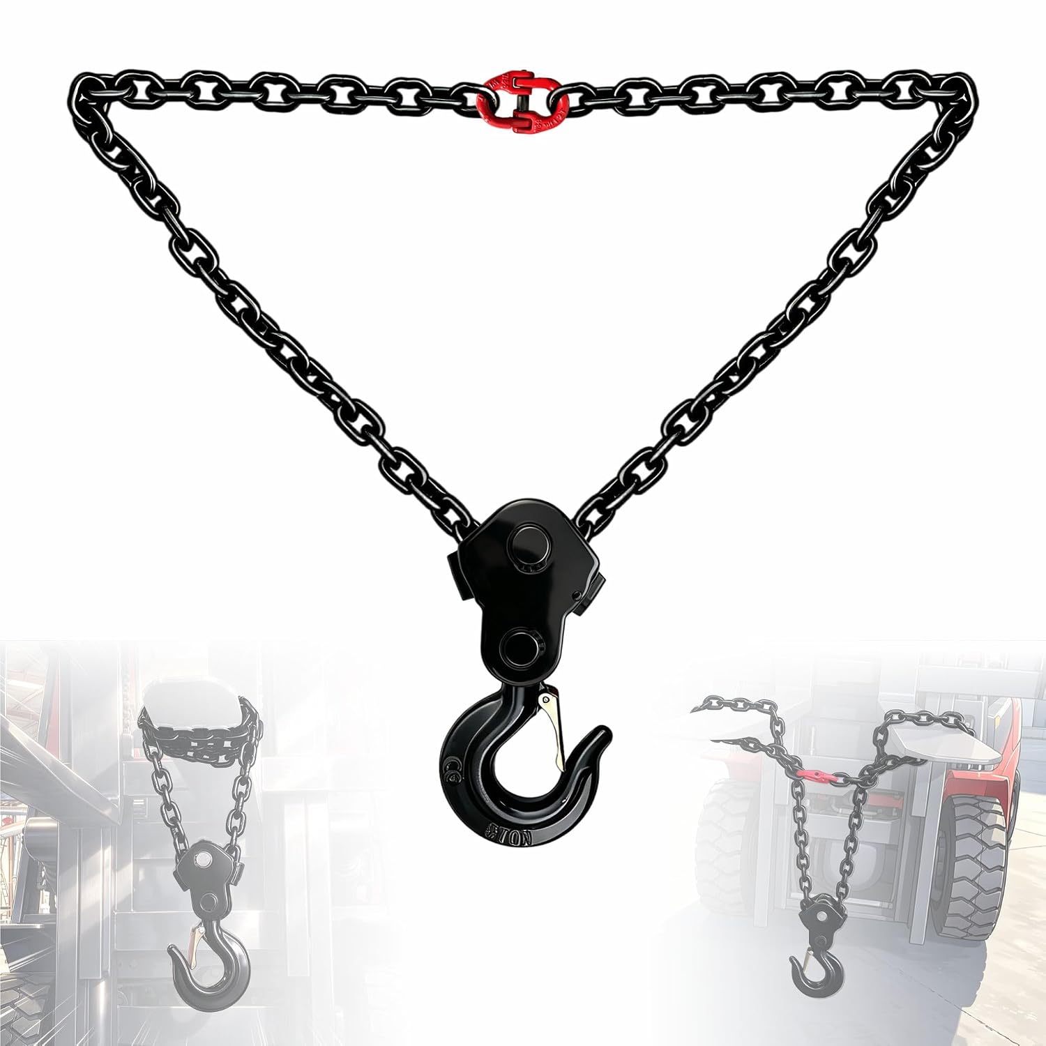 6600 LBS Forklift Lifting Hook with 360° Swivel and Auto-Leveling