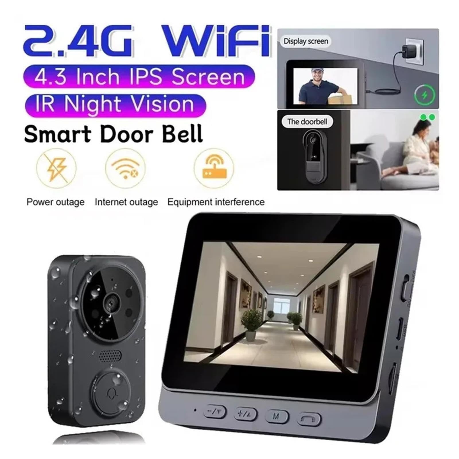 Caméra de Sonnette vidéo Intelligente sans Fil, 1080P HD avec