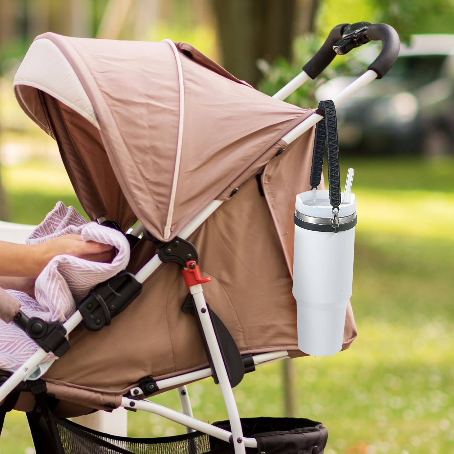 Water Bottle Handle, Silicone Water Bottle Sling, Carrier, Holder with Strap, Fits Most 8-40oz Bottles Stanley Cup Accessories - Image 4