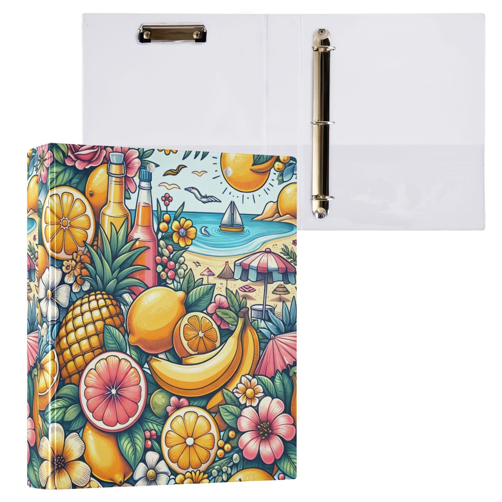 Feast Fruit - Raccoglitore a 3 anelli, 3,8 cm, contiene 200 fogli con 3 tasche interne in PVC trasparente, per scuola e ufficio