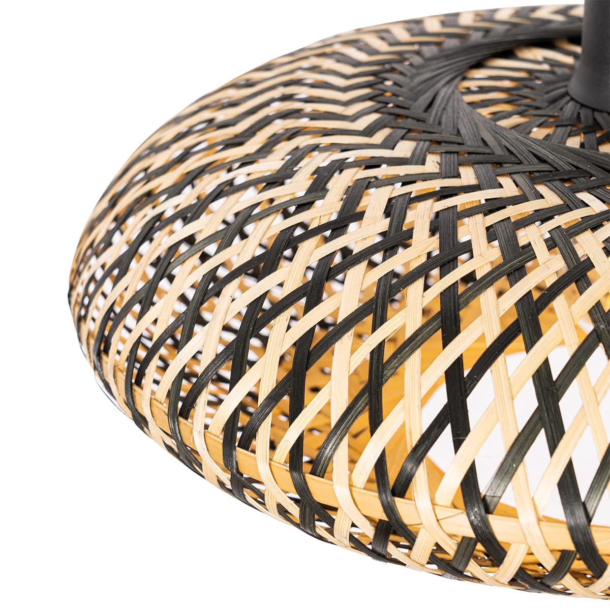 Qazqa Oriental Lámpara colgante oriental bambú negro 40 cm - Ostrava Bambú/Acero Redonda Adecuado para LED Max. 1 x 25 Watt