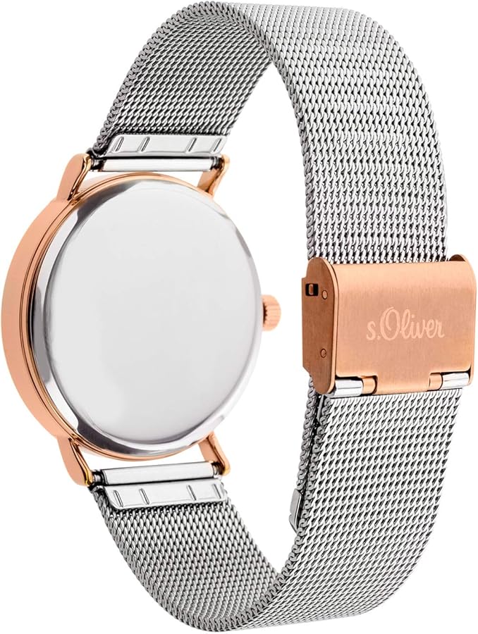 S. Oliver SO-3095-MQ - Orologio da uomo, al quarzo, analogico, cinturino in acciaio INOX