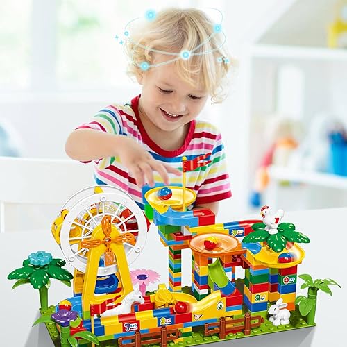 Miniatura 5 de Bloques de construcción de Marble Run para niños a partir de 3 años, 247 piezas de rueda de la fortuna de mármol, laberinto de mármol, juego de