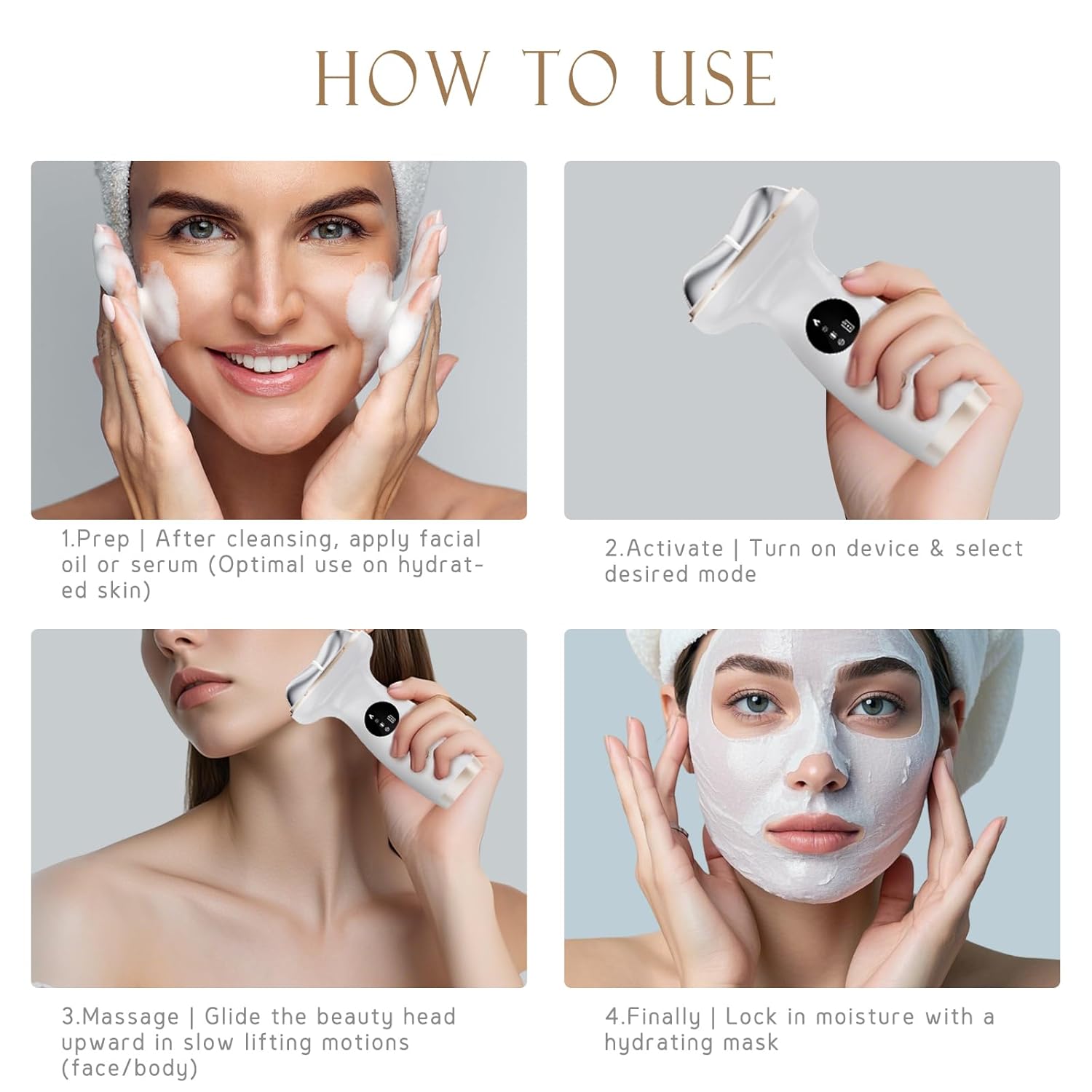 Electric Gua Sha Facial Tool 7 in 1 Hot & Cold Face and Neck LED Beauty Massager, Vibration Pulse Mode for Skin Care, Lymphatic Drainage Anti-Aging & Wrinkles Face Lift Device Gift for Mom - Image 6