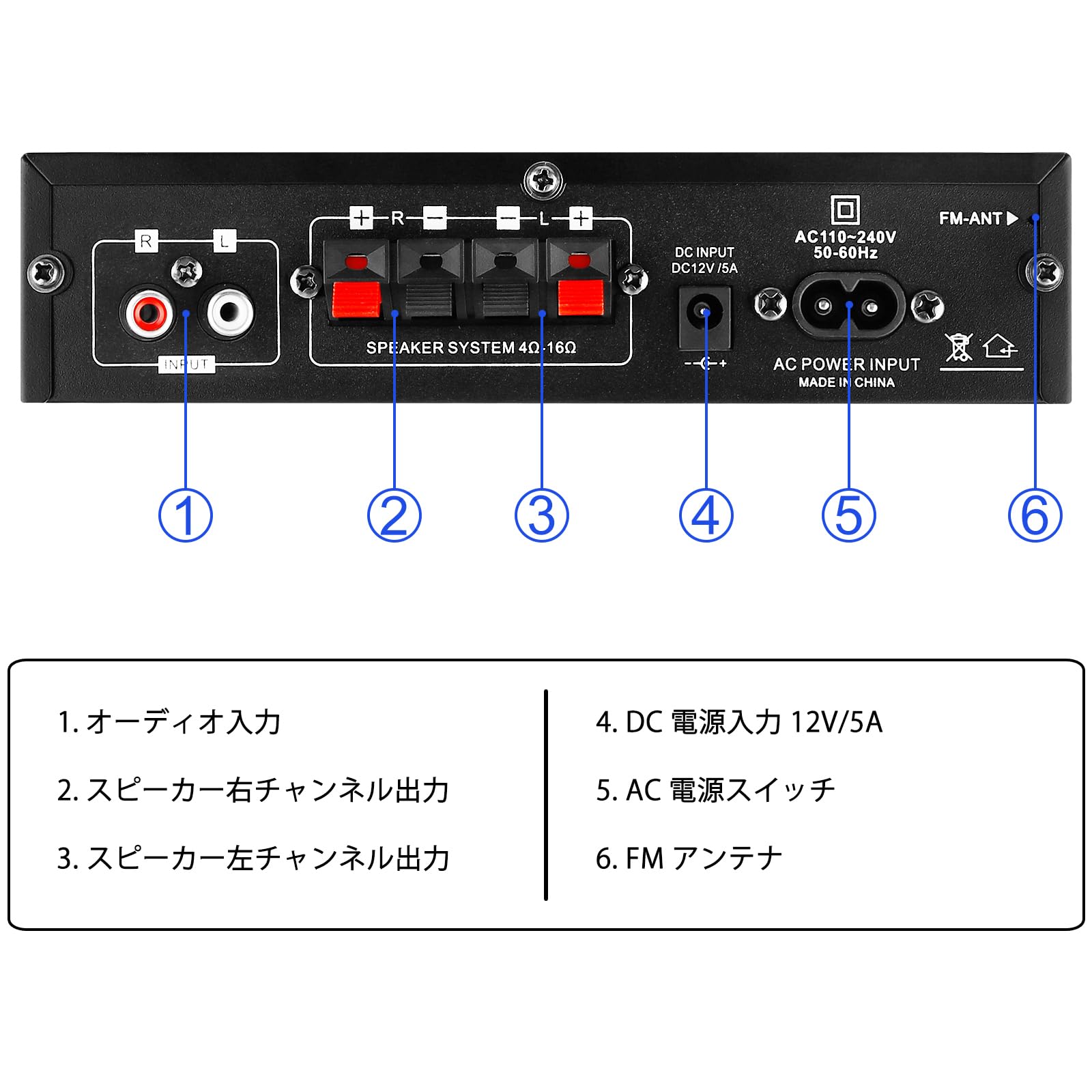 Amazon.co.jp: Bluetooth アンプ 5.0 HiFi ステレオ パワーアンプ