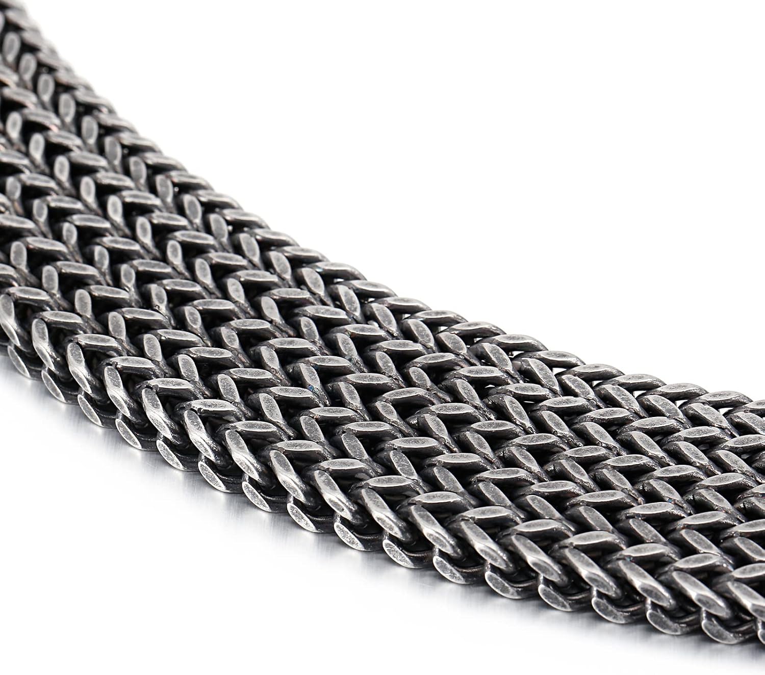 Bold Masculine Heavy Vintage Black 316L Stainless Steel 30mm Wide Franco Link Bracelet for Men