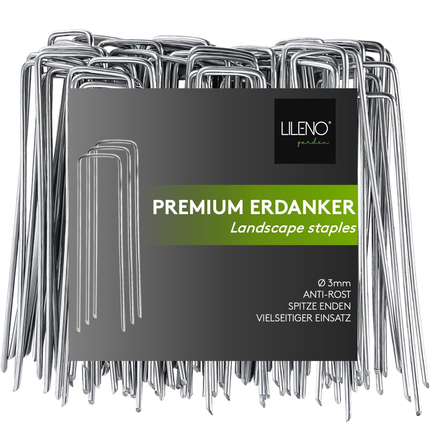LILENO HOME Weed Control Ground Pegs [Pack of 50 - 14 x 3 cm] - Perfect for Garden Fleece, Tent or as Ground Anchor - Garden Ground Anchor as Weed Film Pegs Also for Lawn Grids, Camping - Ground