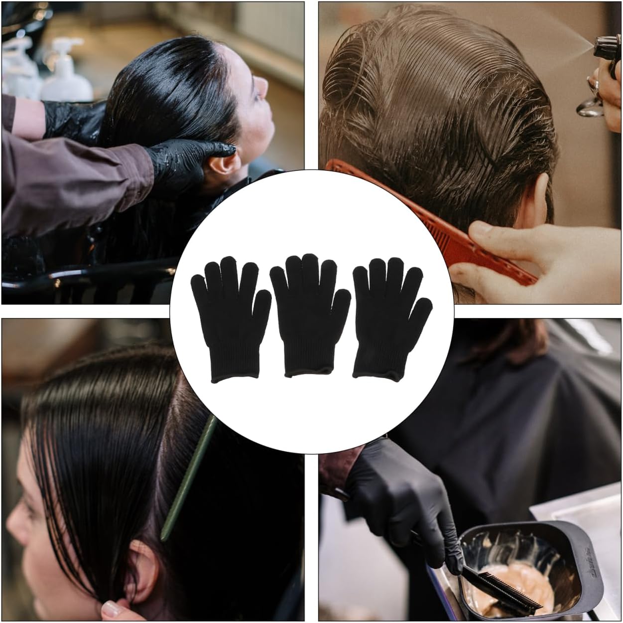 MERRYHAPY Heat Resistant Gloves for Hair Styling 3-Pack Heat Proof Gloves for Curling Irons and Hair Straighteners Flexible Insulated Hand Protection for Salon and Home Use