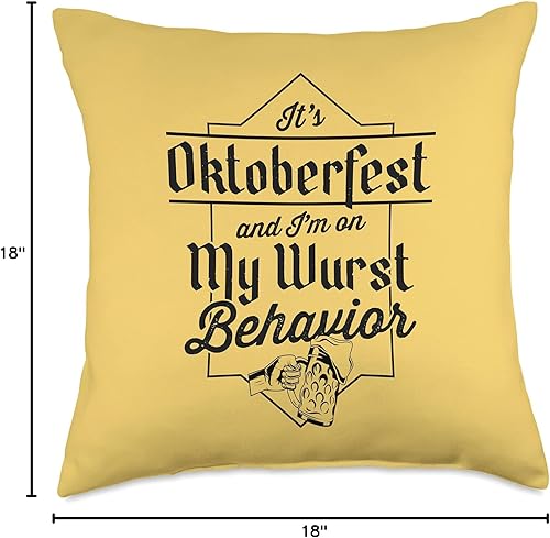 Miniatura 4 de It's Oktoberfest and I'm On My Wurst Behavior - Almohada alemana divertida, 18 x 18 pulgadas, multicolor