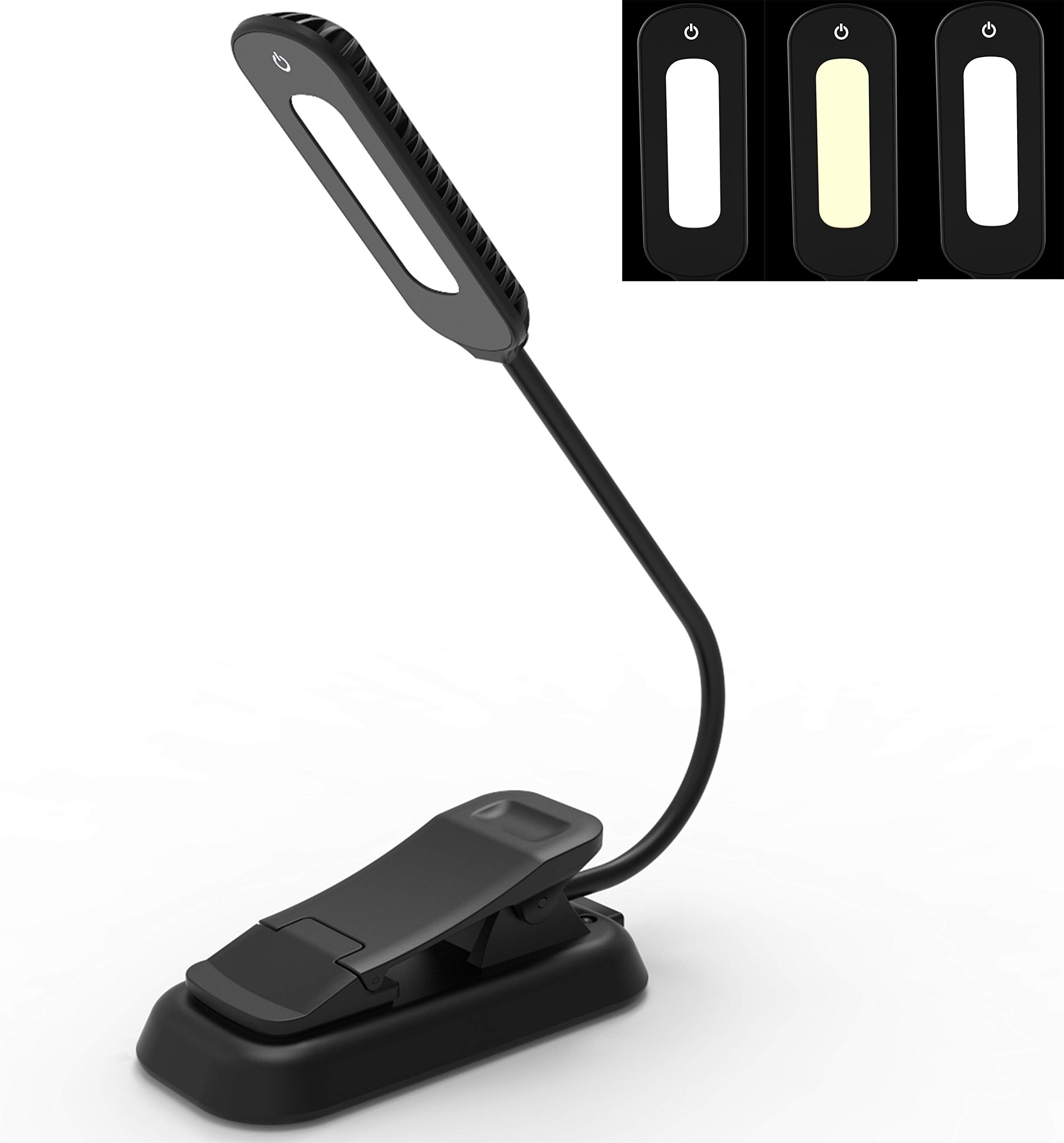 PERFECTDAY Book Light, 10 LED USB Rechargeable Reading Light with 3-Level Brightness for Eye Protection Night Reading Lamp (10 LED)