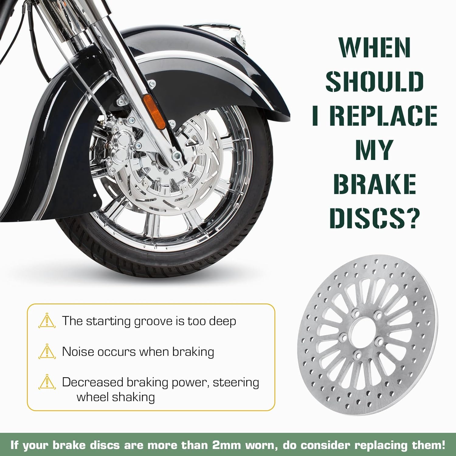 Youxmoto 11.5 Front Brake Disc Rotor for Harley 2000-2007 Night Train/Fat Boy/Softail Deuce Standard/Road King Street Glide Electra 2001 2002 2003 2004 2005 2006 Sportster/Super Glide Wide