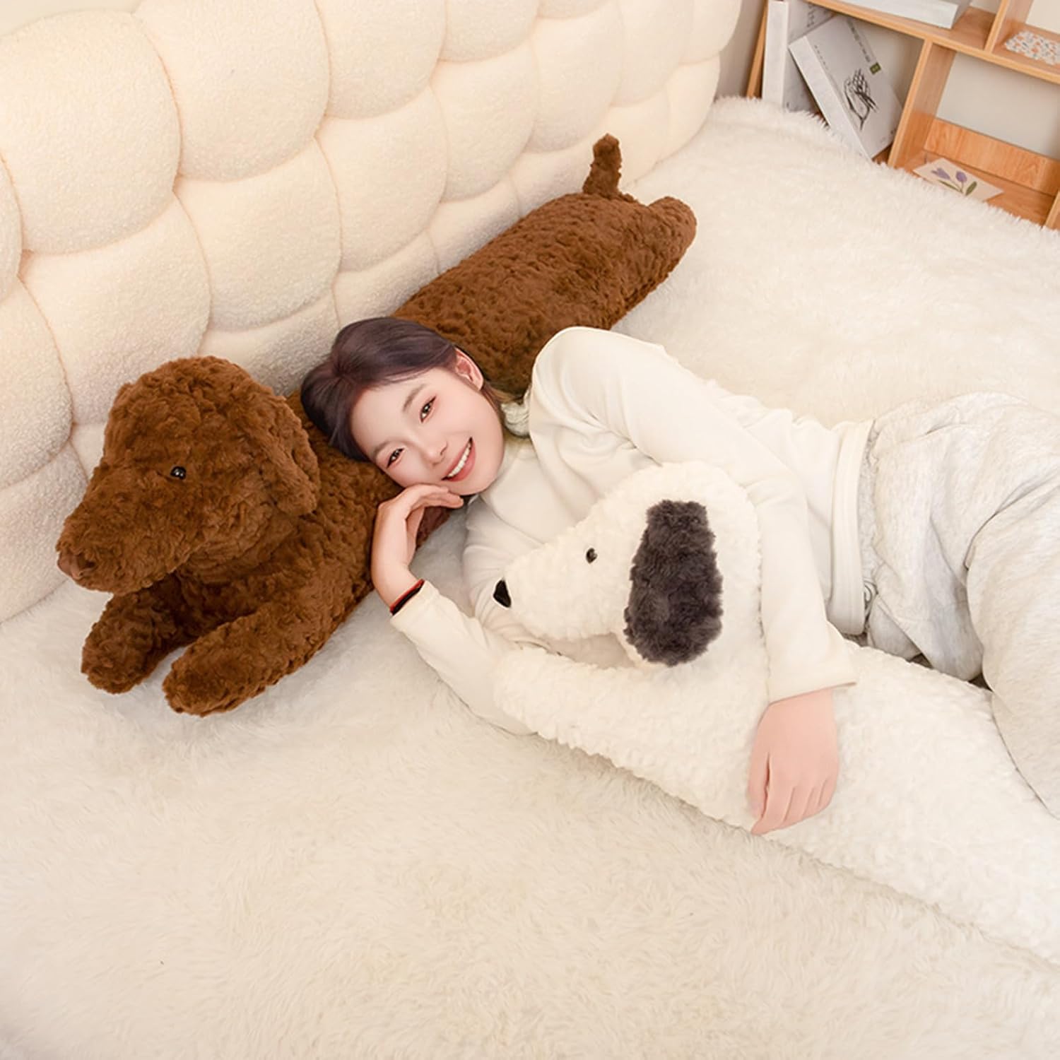 PEACH CAT Dachshund Dog Stuffed Animals 35.4” Long Wiener Puppy Plushies Soft Plush Toys Gifts for Kids Brown - Image 4