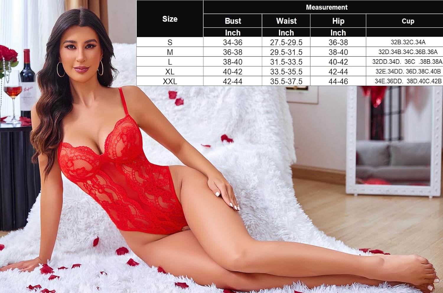 Avidlove Sexy Lingerie for Women Lace Teddy Bodysuit Deep V Cut Out Babydoll One Piece lingerie - Image 6