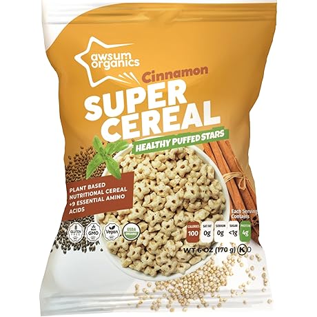 Awsum Snacks: Supercereal with Cinnamon & Chia Seeds, 6 oz - USDA Organic, Vegan, Gluten-Free