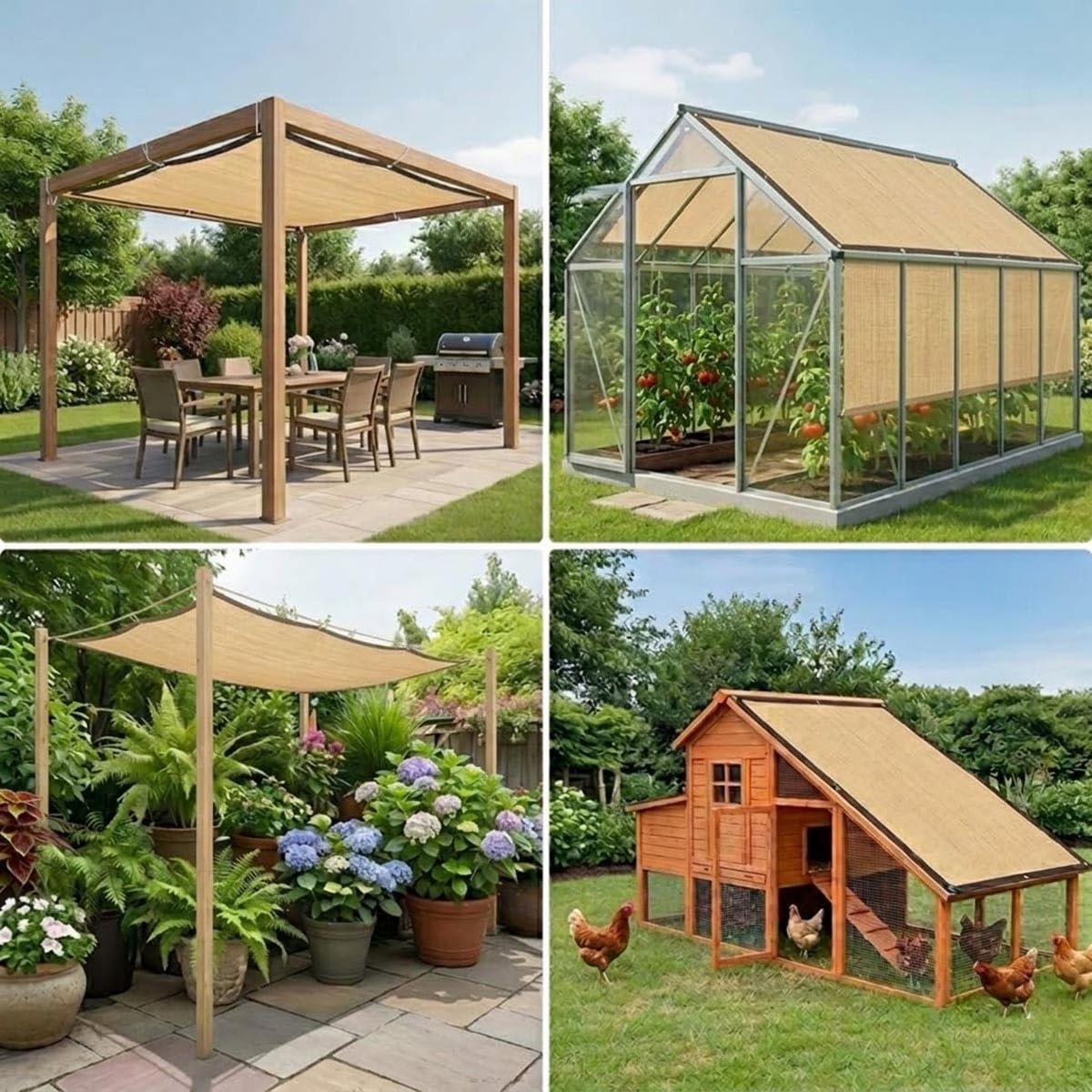 Red de Sombreado, 80% de Protección Solar Malla Sombreadora Exterior, Malla Sombreo Tela de Sombra para Jardín Pérgola Invernadero, 1X2m 2x6m 5x9m 3x5m 3x9m 4x8m 4x7m 6x9m, Beige(6mx9m)