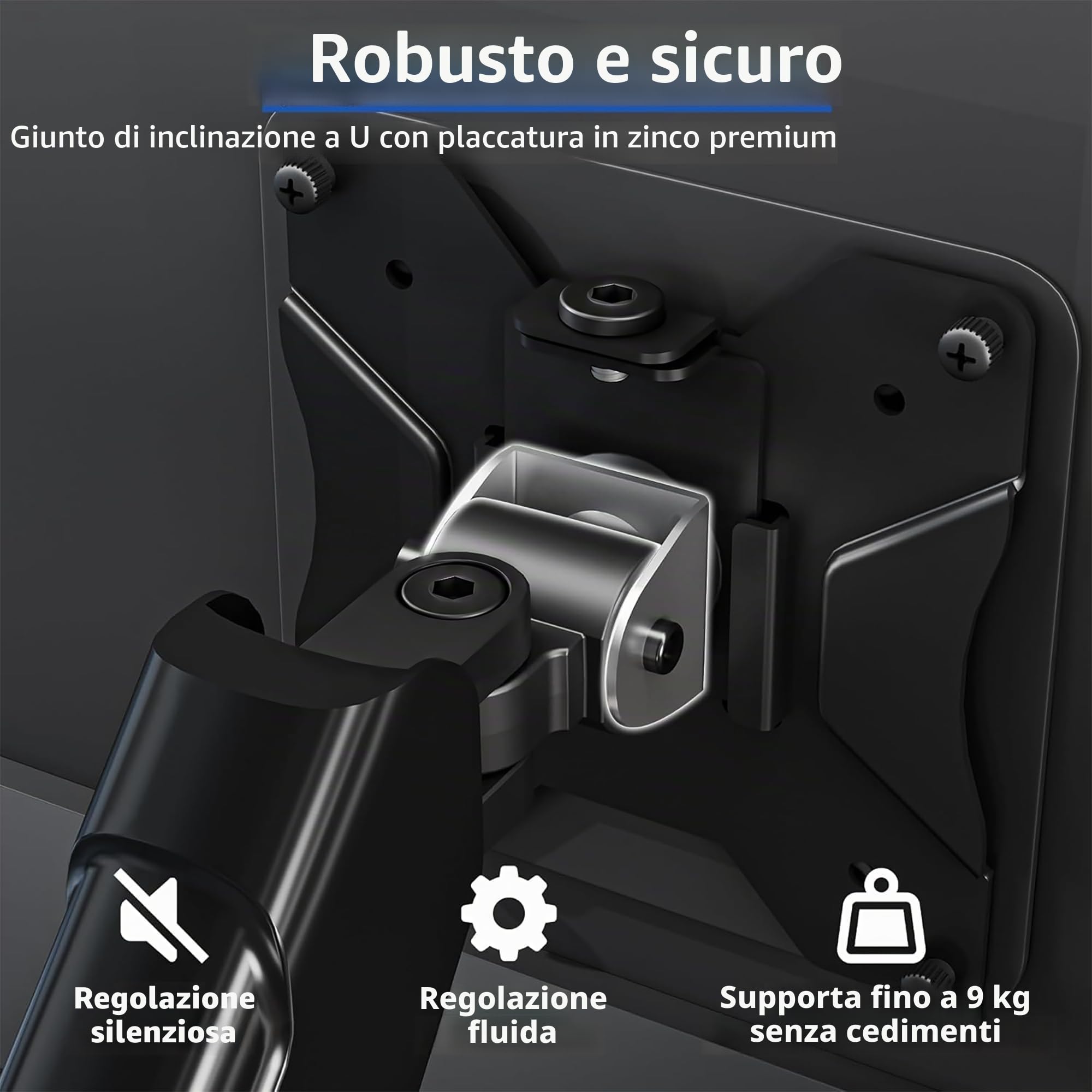 BONTEC Supporto Monitor Braccio Regolabile da 13" a 32", VESA 75/100 mm, Carico 9 kg, Rotazione 360°