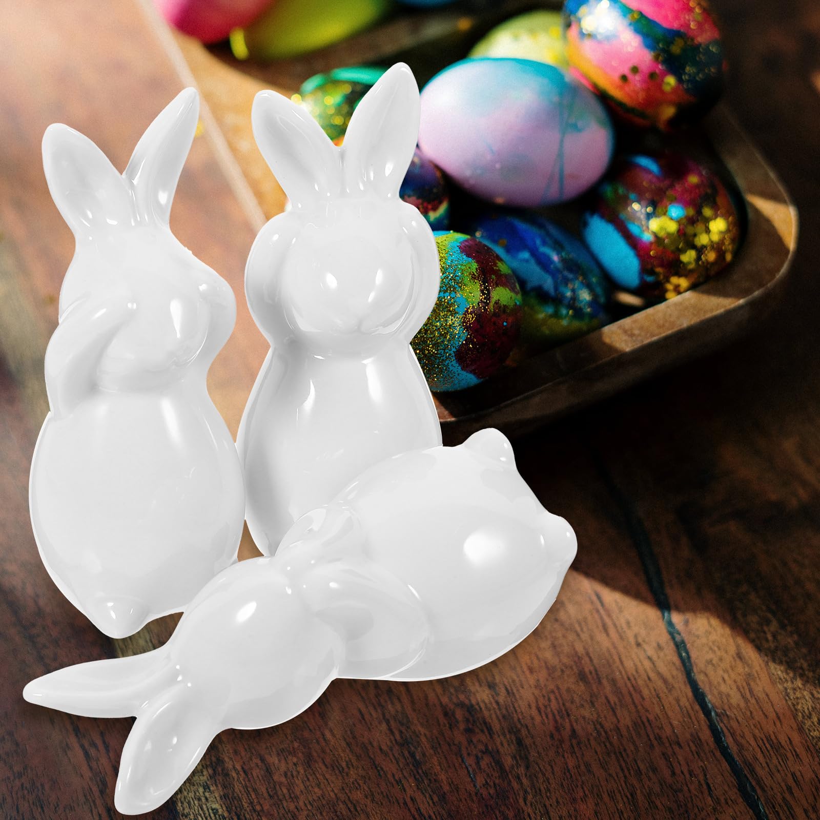 Healvian Statuetta Coniglietto in Ceramica Bianco Stile Nordico Decorazione Pasqua per Arredamento Casa e Centrotavola Living Space Decorativo
