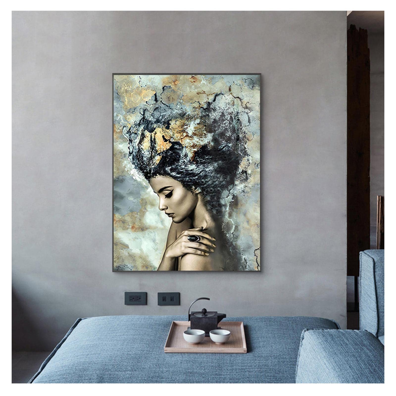 Lienzo Pintura Nórdica Decoración del Hogar para Sala de Estar Decorativo Moderno Mármol Chica Carteles e Impresiones Arte de Pared 60X90cm InternalFrame