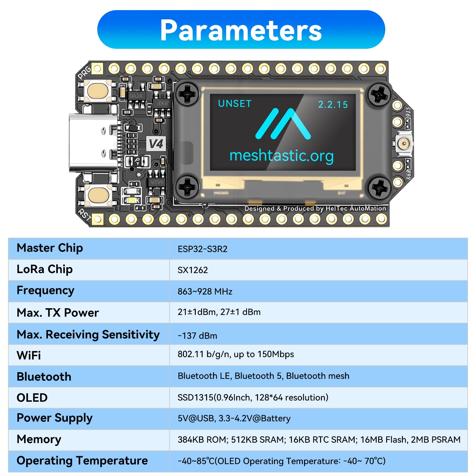1 scheda di sviluppo ESP32 LoRa V4 con batteria da 3000 mAh e set di alloggiamento, supporta WiFi, Bluetooth, trasferimento dati LoRa 868 MHz per Meshtastic LoRaWAN Arduino