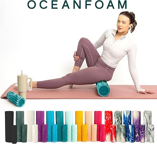 Miniatura 8 de Oceanfoam Tidal Roller - Jade y espuma de mar marmoleado - Rodillo de espuma de masaje muscular para dolor de espalda y estiramientos - Textura de