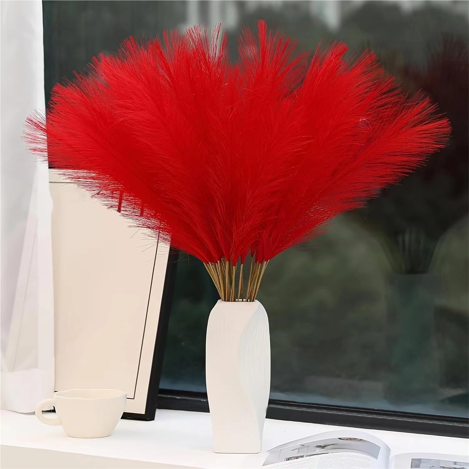 50 Stück 53 cm Pampasgras, künstliche Kunstblumen, Arrangements und Vasenfüller für Zuhause, Küche, Hochzeitsdekoration(Grün)