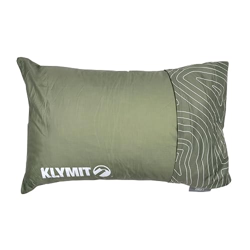 Klymit Drift Camping Pillow, Shredded Memory Foam Travel Pillow with Reversible Cover for Outdoor Use, Green, Large