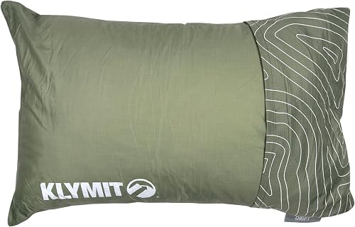 Drift Camping Pillow, Shredded Memory Foam Travel Pillow with Reversible Cover for Outdoor Use, Green, Large