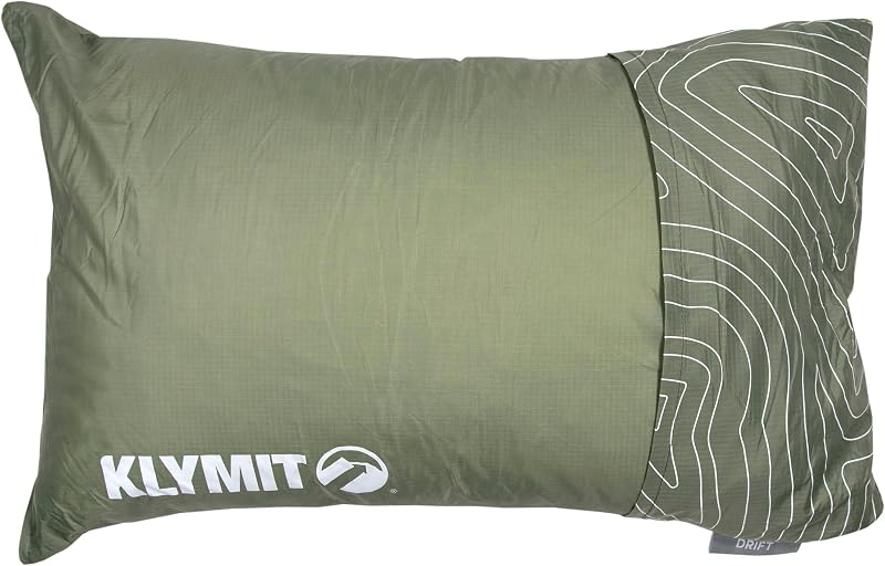 Drift Camping Pillow, Shredded Memory Foam Travel Pillow with Reversible Cover for Outdoor Use, Green, Large